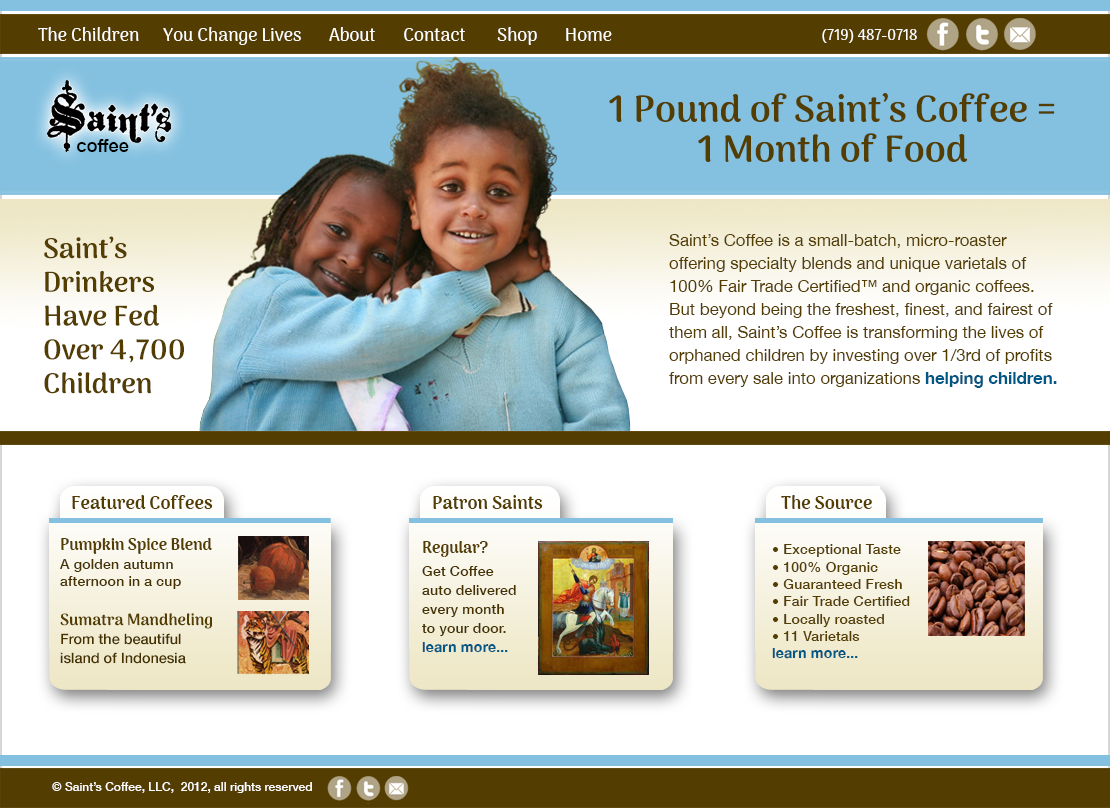 Saint's Coffee Web Site by Moving Pixels Creative - Colorado Graphic Design and Web Design