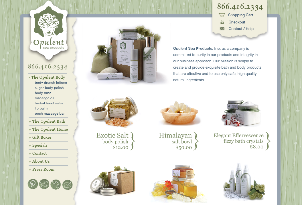 Opulent Spa Products Web Design by Moving Pixels Creative - Colorado Graphic Design and Web Design